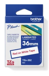 Brother TZe-262 36mm Beyaz Üzerine Kırmızı Etiket Şeridi - Brother
