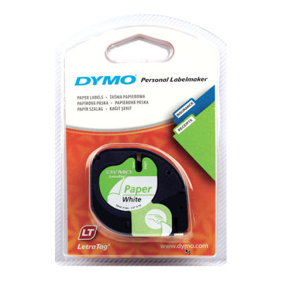 Dymo LetraTag 12mm x 4m Beyaz Kağıt Şerit S0721510 - 1