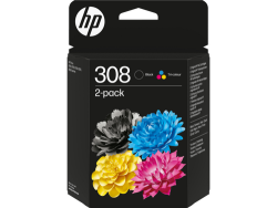 HP 6L6S6UE (308) Siyah+Renkli 2'li Paket Orjinal Kartuş - HP