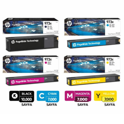 HP 973X Yüksek Kapasiteli Set Orijinal PageWide Kartuşu (4 Renk) - 1