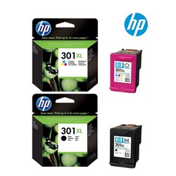 HP - HP N9J72AE BK/CMY Mürekkep K. 2′li PAKET (301xl)