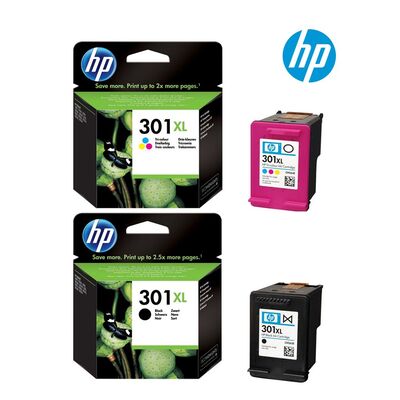 HP N9J72AE (301XL) BK/CMY Orjinal Mürekkep Kartuş Seti - 1