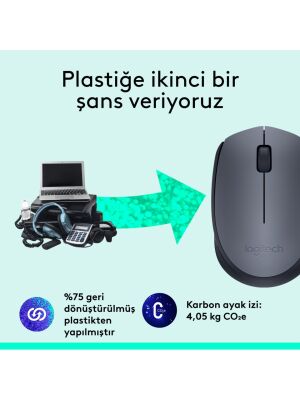 Logitech M170 Kablosuz Mouse 910-004642 Siyah-Gri - 4