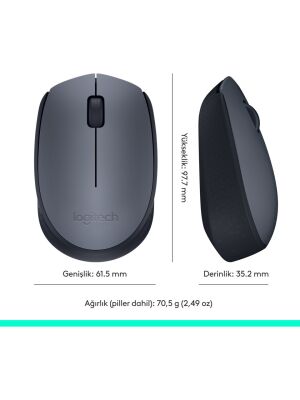 Logitech M170 Kablosuz Mouse 910-004642 Siyah-Gri - 7