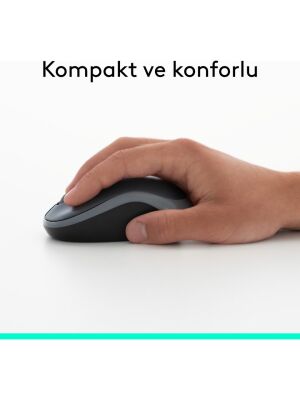Logitech M185 USB Alıcılı Kompakt Kablosuz Mouse 910-002235 Siyah-Gri - 5