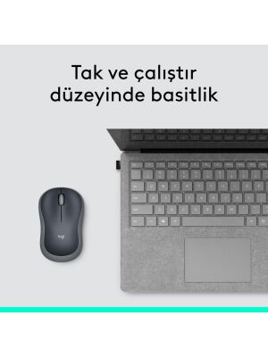 Logitech M185 USB Alıcılı Kompakt Kablosuz Mouse 910-002235 Siyah-Gri - 6
