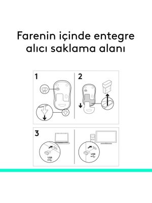 Logitech M185 USB Alıcılı Kompakt Kablosuz Mouse 910-002235 Siyah-Gri - 8