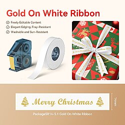 Niimbot 14mm x 5.1m Gold Ribbon + Beyaz Kurdele (B18/N1) - 2