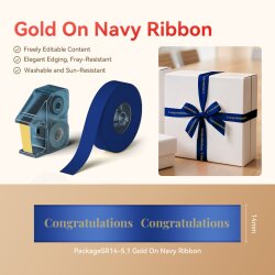 Niimbot 14mm x 5.1m Gold Ribbon + Lacivert Kurdele (B18/N1) - 3